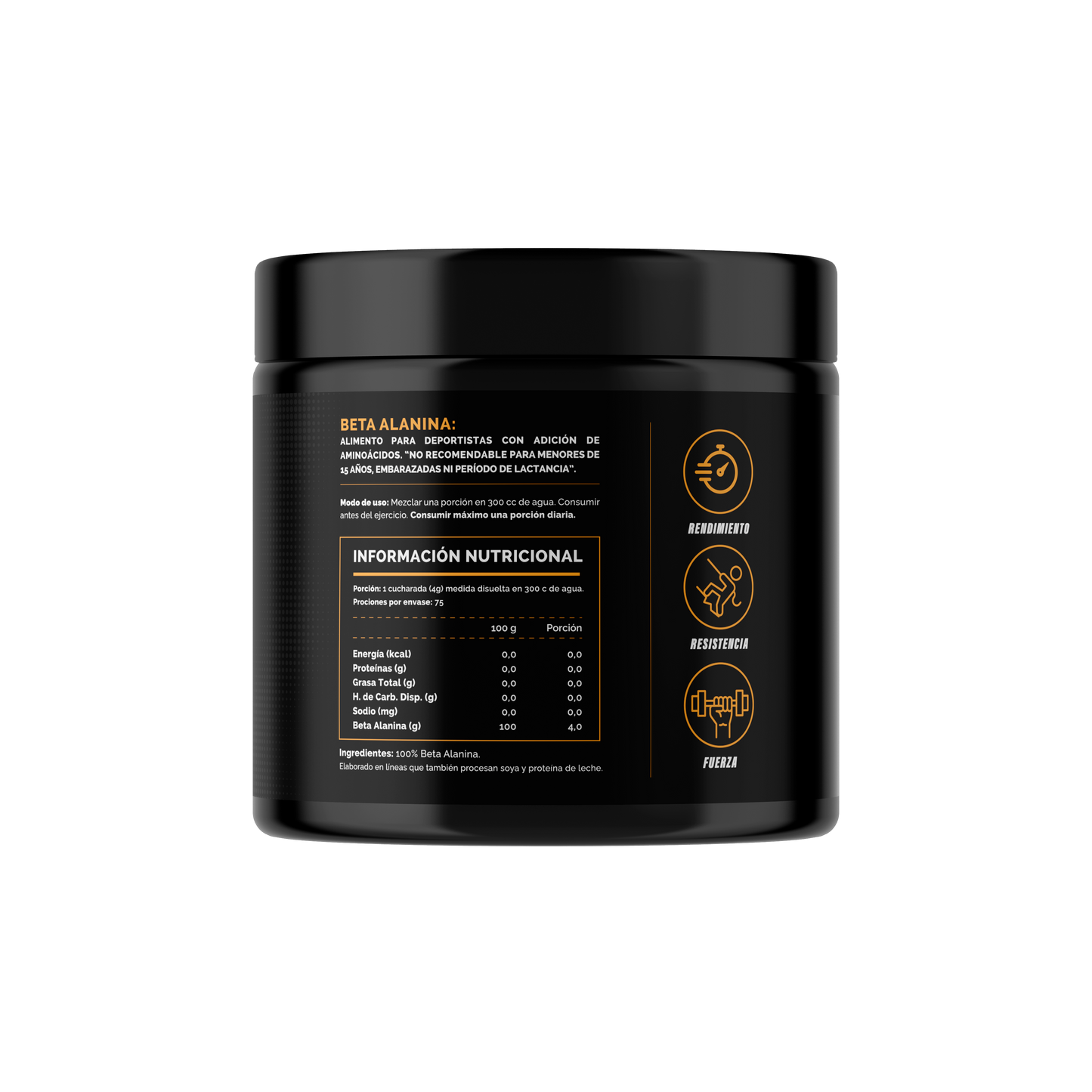 4Active Beta Alanina en Polvo 300g | 75 Servicios · 4g por porción · Resistencia Muscular