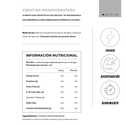 100% Pure Creatine Monohydrate 1000 grs