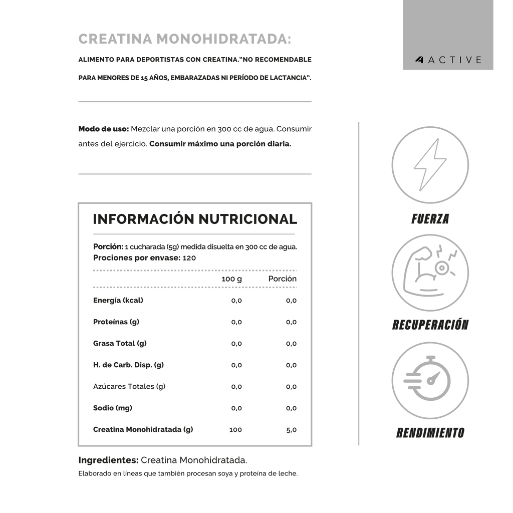 100% Pure Creatine Monohydrate 600 grs
