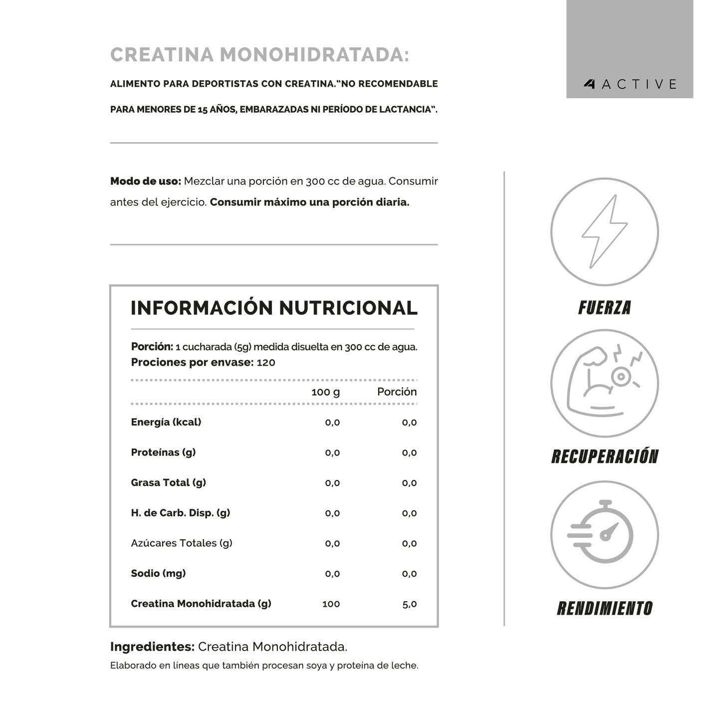 100% Pure Creatine Monohydrate 600 grs