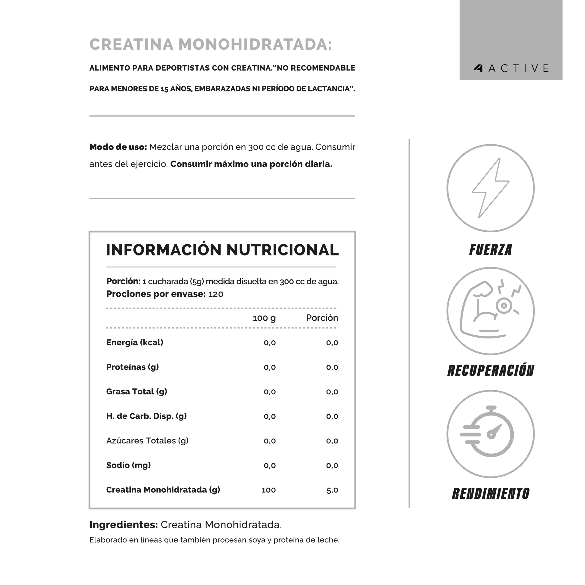 100% Pure Creatine Monohydrate 600 grs