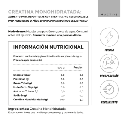 100% Pure Creatine Monohydrate 300 grs