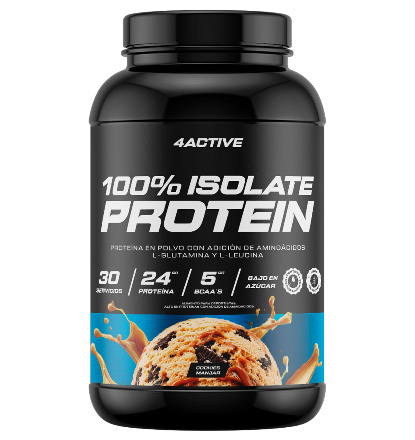 4Active 100% Isolate Protein · 30 Porciones | 23-24 g de Proteína por Porción | 5 Sabores