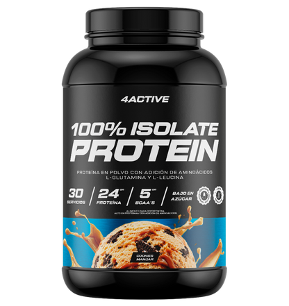 4Active 100% Isolate Protein · 30 Porciones | 23-24 g de Proteína por Porción | 5 Sabores