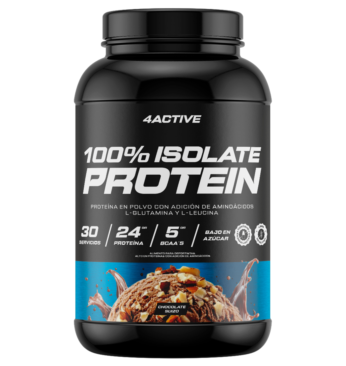 4Active 100% Isolate Protein · 30 Porciones | 23-24 g de Proteína por Porción | 5 Sabores