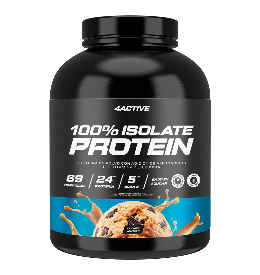 4Active 100% Isolate Protein 2 kg · 69-71 Porciones | 23-24 g de Proteína por Porción