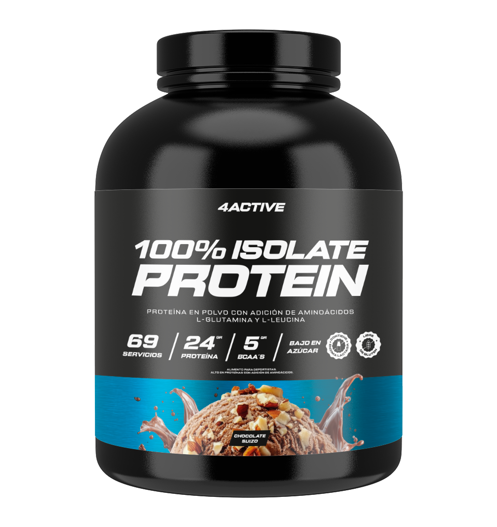 4Active 100% Isolate Protein 2 kg · 69-71 Porciones | 23-24 g de Proteína por Porción