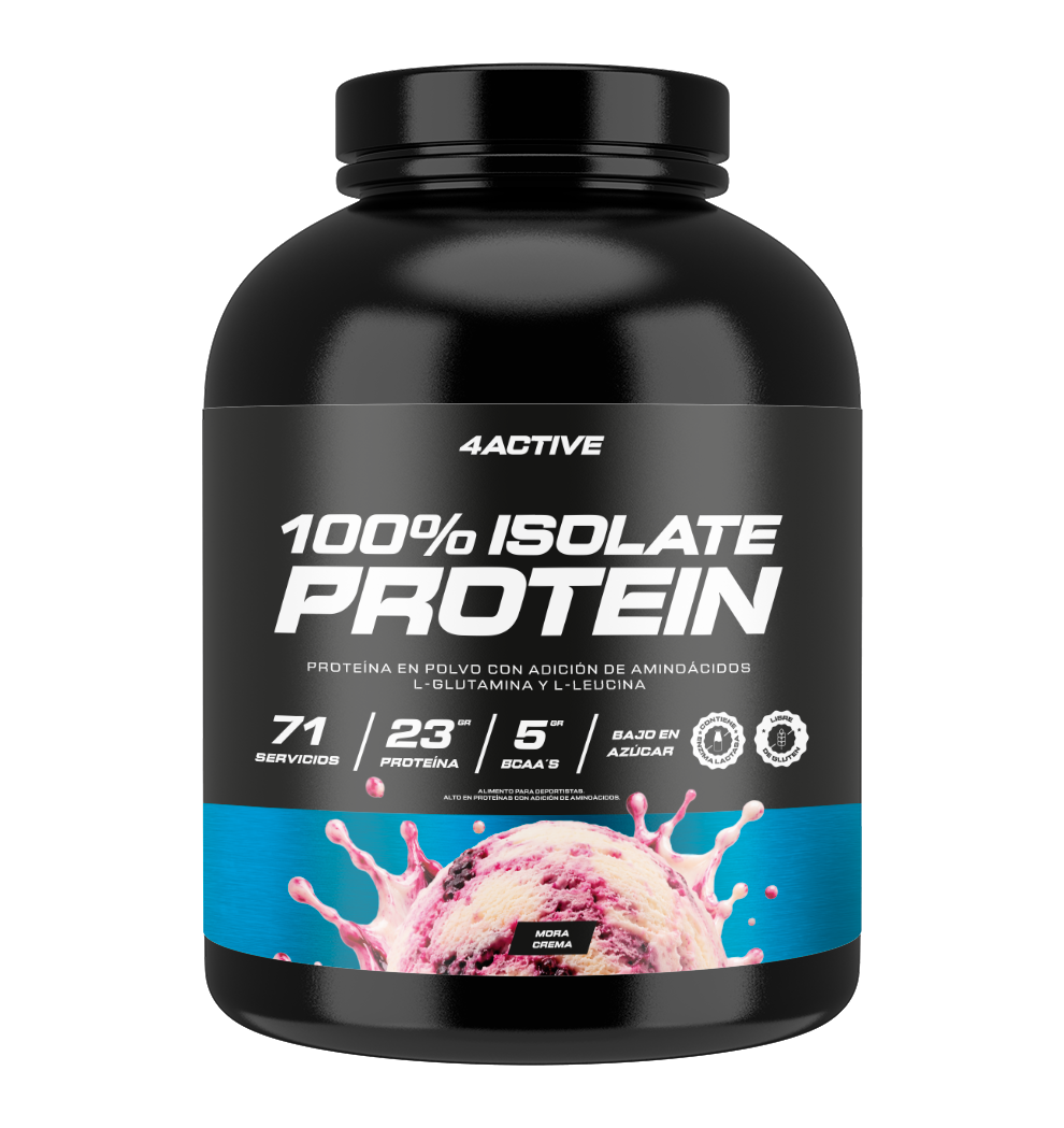 4Active 100% Isolate Protein 2 kg · 69-71 Porciones | 23-24 g de Proteína por Porción