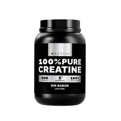 4Active Creatina Monohidratada 1kg | 200 Servicios · 5g por porción · Fuerza y Rendimiento