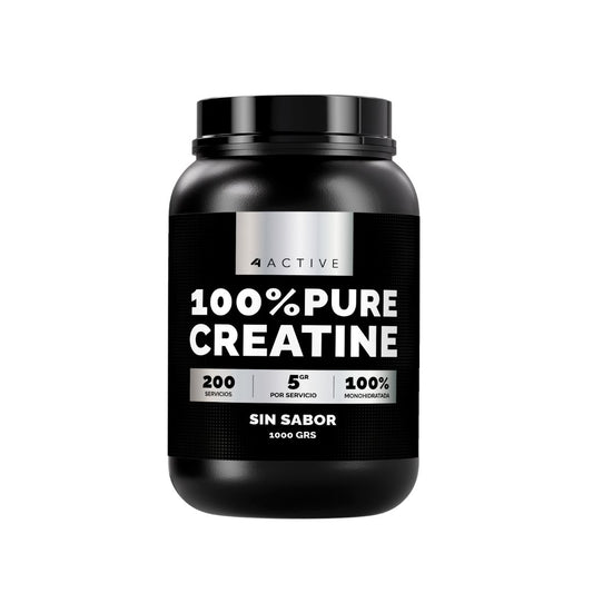 4Active Creatina Monohidratada 1kg | 200 Servicios · 5g por porción · Fuerza y Rendimiento
