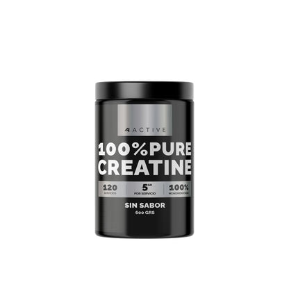 4Active Creatina Monohidratada 600g | 120 Servicios · 5g por porción · Fuerza y Rendimiento
