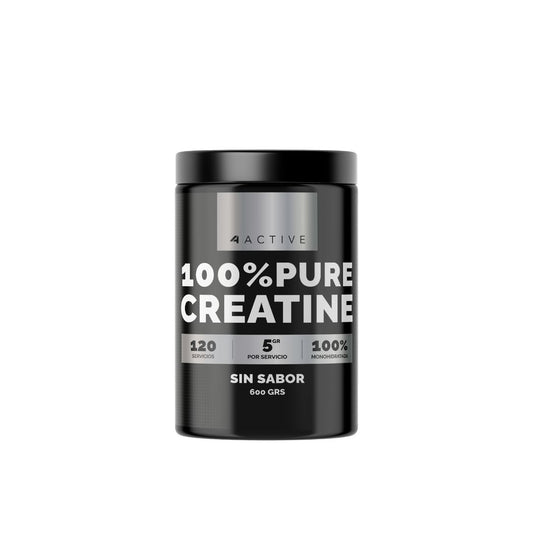 4Active Creatina Monohidratada 600g | 120 Servicios · 5g por porción · Fuerza y Rendimiento