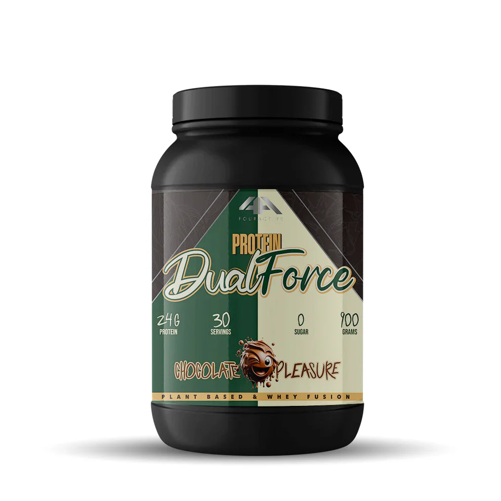 4Active Dual Force Proteína 908g | 30 Servicios · 24g Proteína por porción · Whey + Caseína