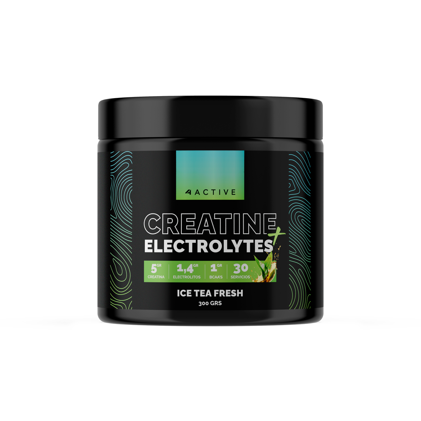 4Active Creatina con Electrolitos 300g | 30 Servicios · 5g por porción · Hidratación y Rendimiento