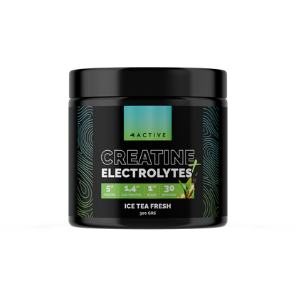 4Active Creatina con Electrolitos 300g | 30 Servicios · 5g por porción · Hidratación y Rendimiento