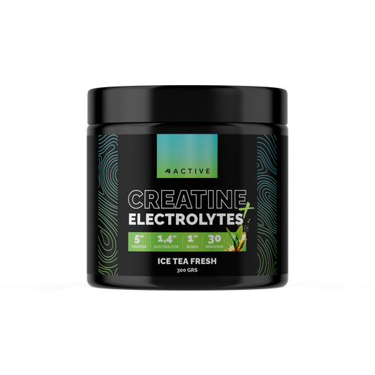 4Active Creatina con Electrolitos 300g | 30 Servicios · 5g por porción · Hidratación y Rendimiento