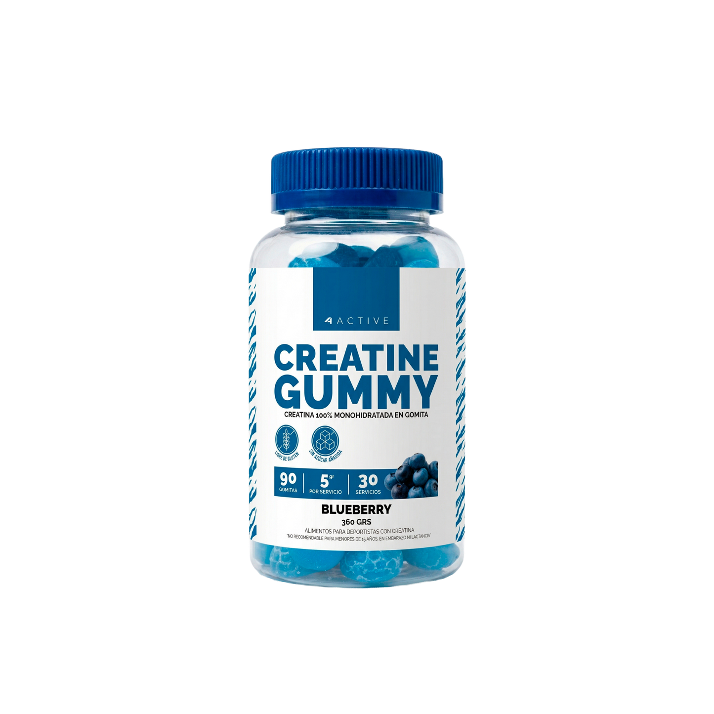 4Active Creatina en Gomitas | 30 Servicios · 3 gomitas por porción · 5g Creatina Monohidratada