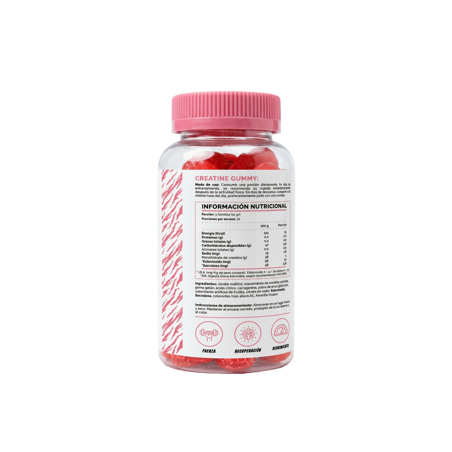 4Active Creatina en Gomitas | 30 Servicios · 3 gomitas por porción · 5g Creatina Monohidratada