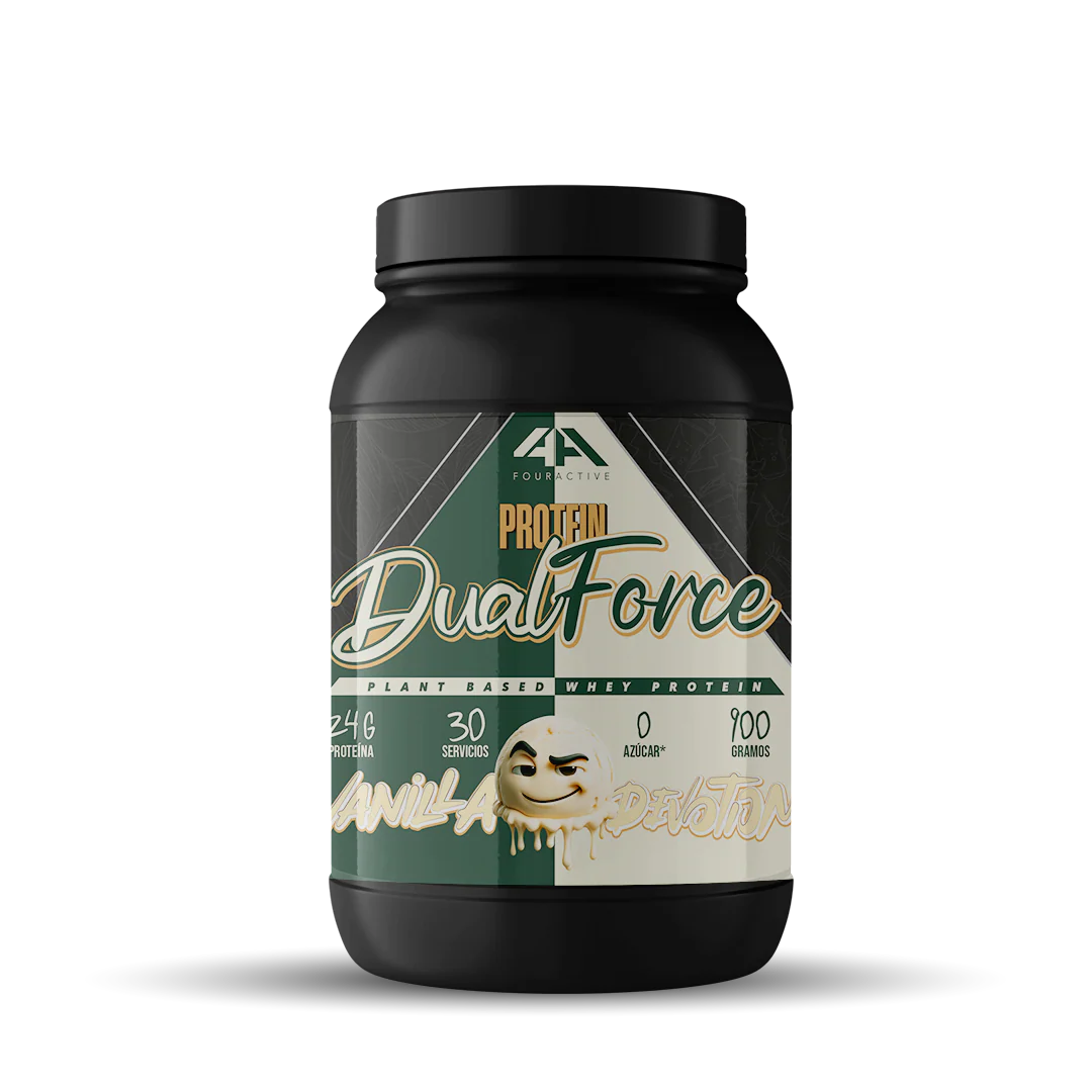 4Active Dual Force Proteína 908g | 30 Servicios · 24g Proteína por porción · Whey + Caseína