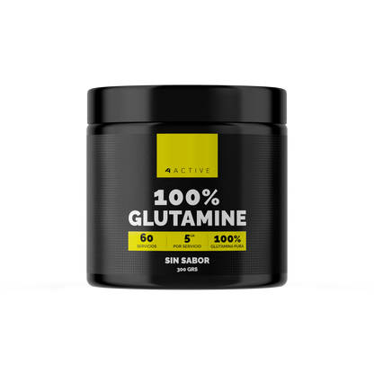 4Active Glutamina en Polvo 300g | 60 Servicios · 5g por porción · Recuperación Muscular