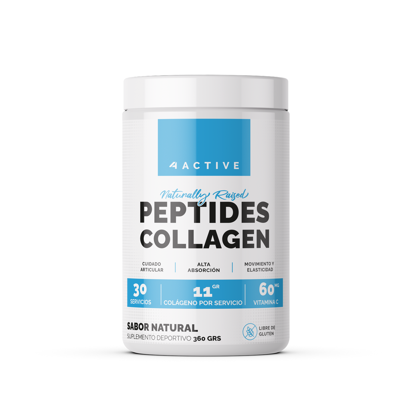 4Active Colágeno Hidrolizado en Polvo | 30 Servicios · 11g Colágeno · Piel, Cabello y Articulaciones