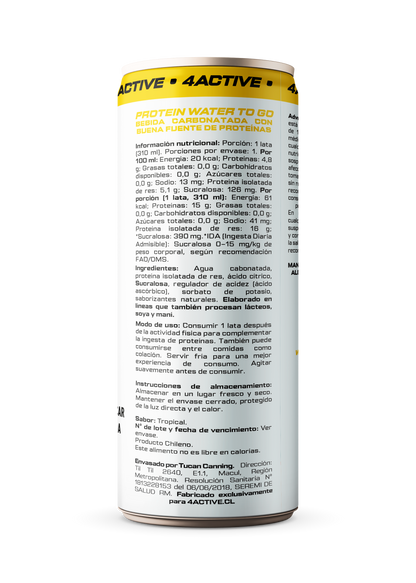4Active Protein Water To Go Light Gas 15g Proteína 310 ml | Bebida Proteica
