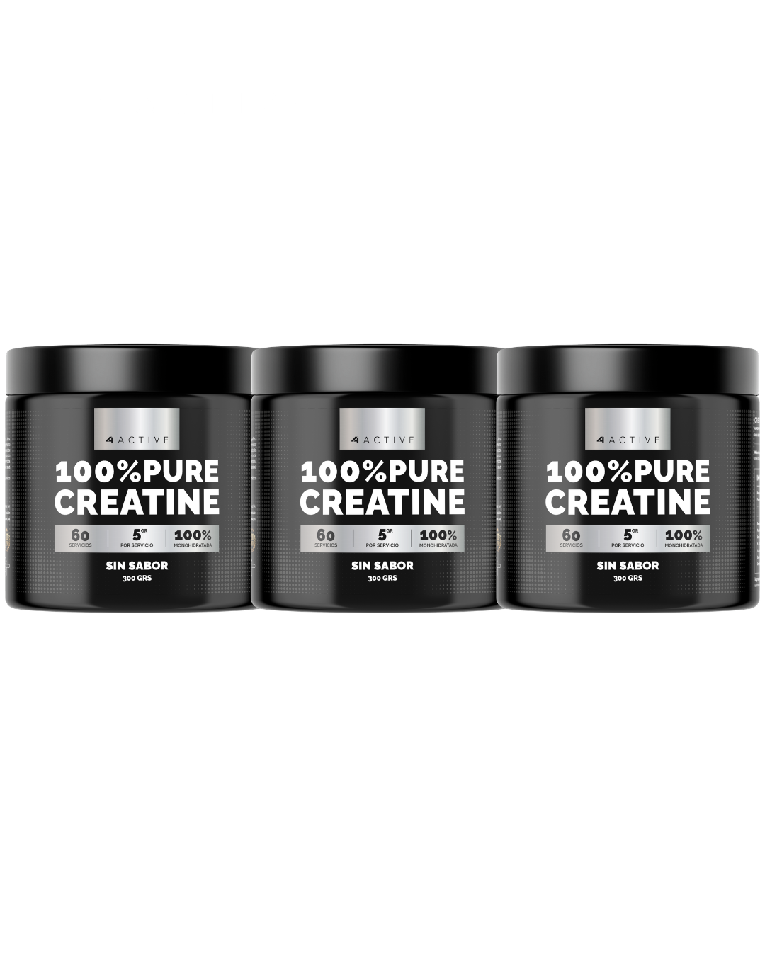 Pack 3x Creatina Monohidratada 300g | 180 Servicios · 5g por porción · Máximo Ahorro