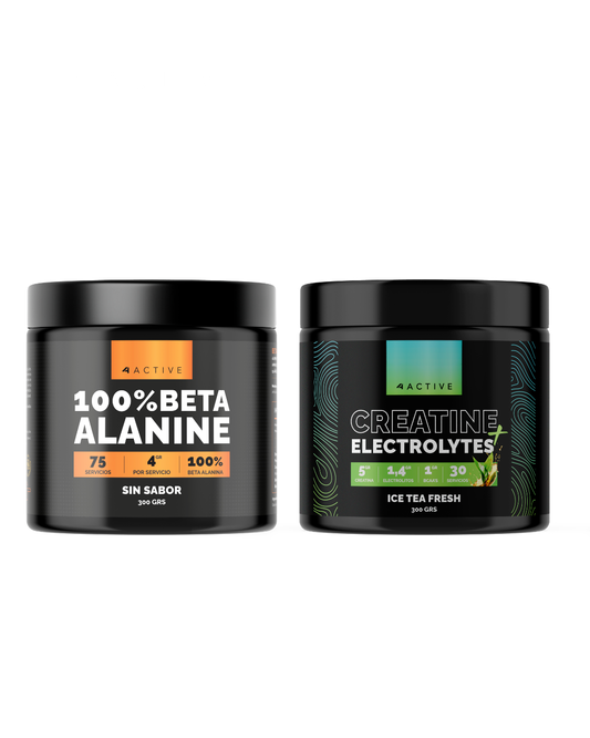 4Active Pack Creatina + Electrolitos 300g + Beta Alanina | Hidratación + Resistencia · Rendimiento Total