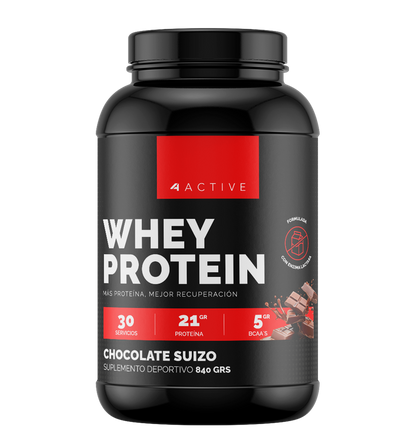 4Active Whey Protein 840g | 30 Servicios · 21g Proteína · Recuperación Muscular Diaria