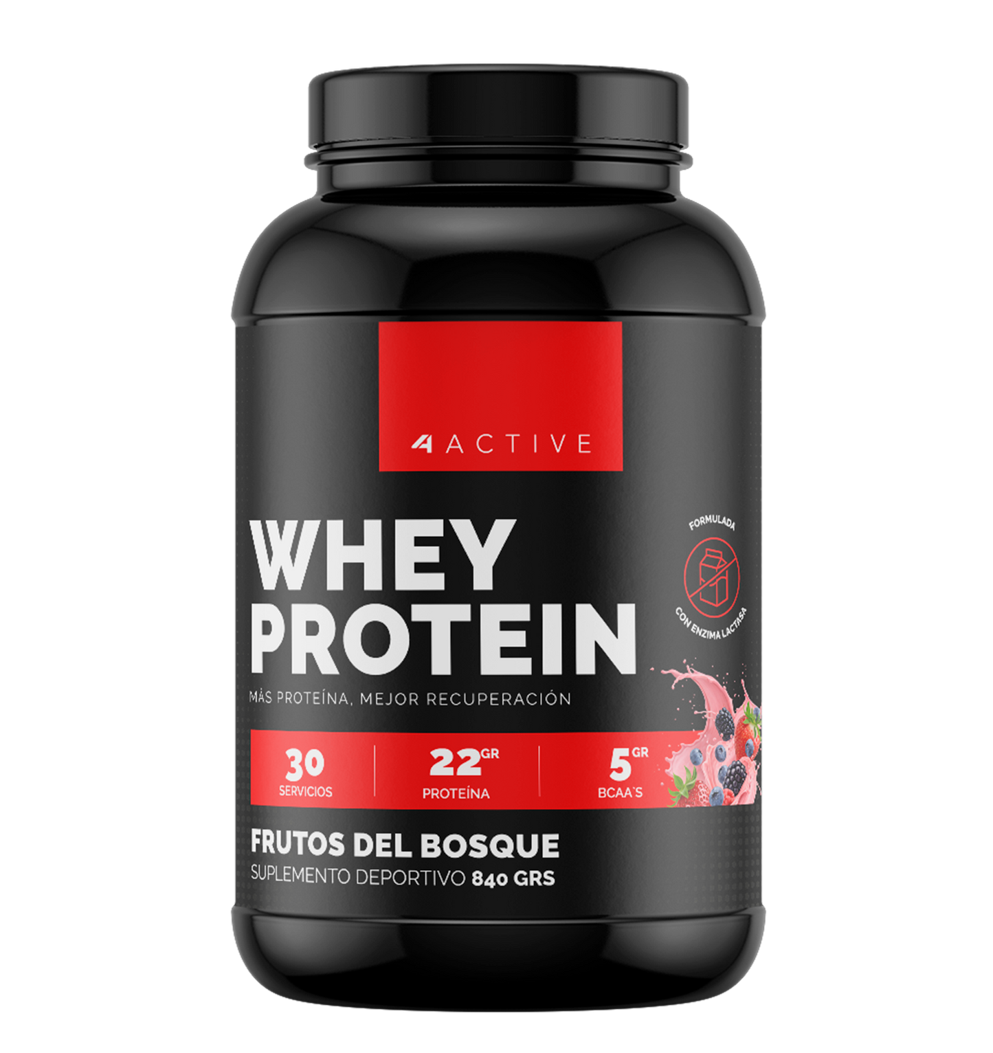 4Active Whey Protein 840g | 30 Servicios · 21g Proteína · Recuperación Muscular Diaria