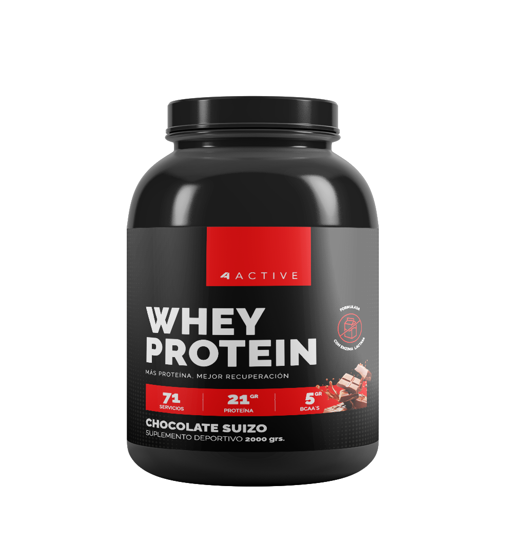 4Active Whey Protein 2kg | 71 Servicios · 21g Proteína · Recuperación Muscular Diaria