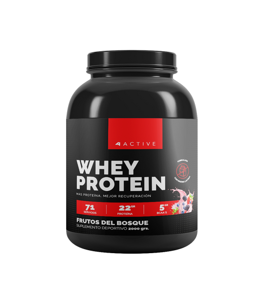 4Active Whey Protein 2kg | 71 Servicios · 21g Proteína · Recuperación Muscular Diaria